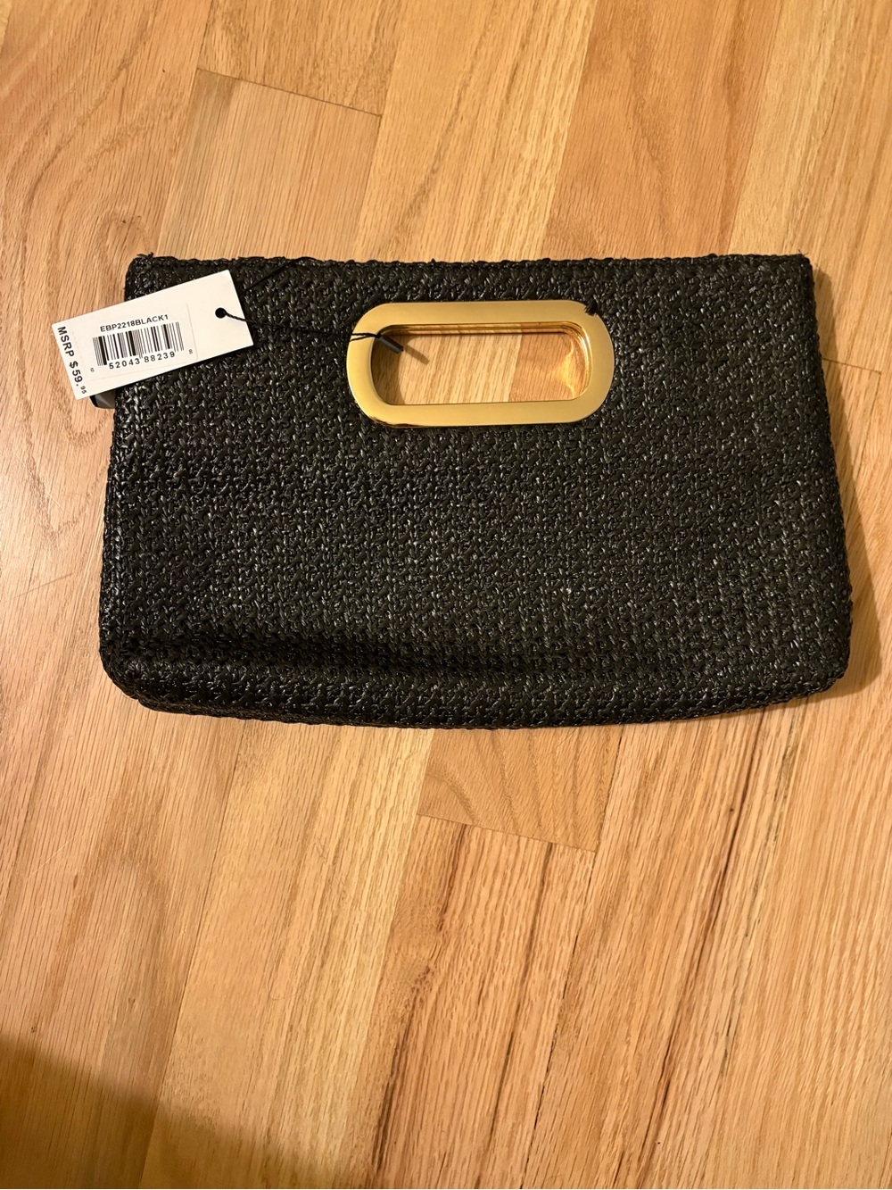 NB Series by Nicole Benisti Black Woven Wristlet with Gold Handle